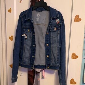 Cat & Jack Blue Jean Jacket with Rainbow and Unicorn Patches